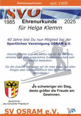 40 Jahre Mitgliedschaft bei der SVO